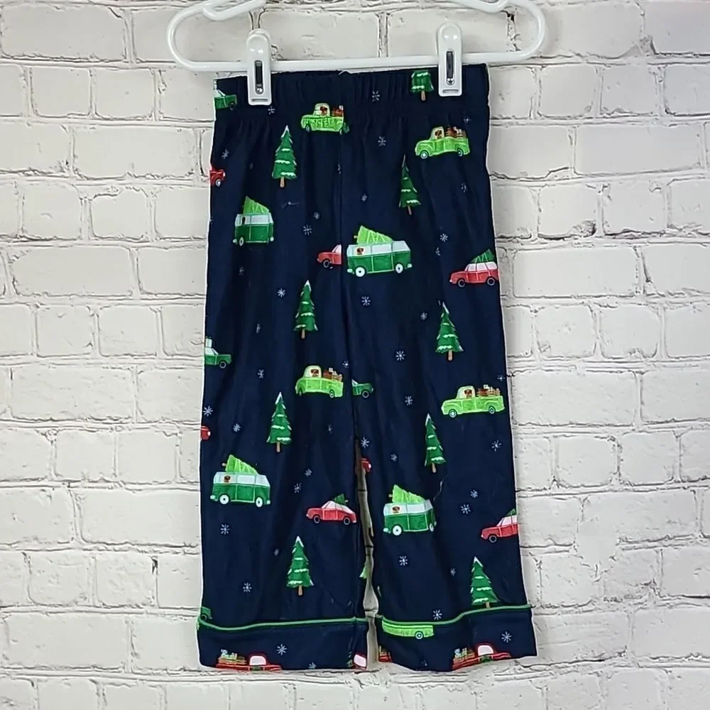 Christmas Navy Blue Car/Trucks Flannel Pajamas Baby 18M Matching PJs Sleep Set